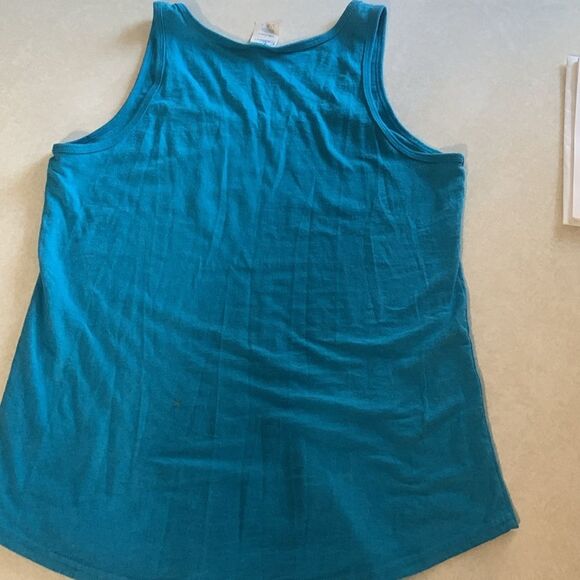 One Time At Band Camp Screen Print Turquoise Tank Size Large - Picture 5 of 5